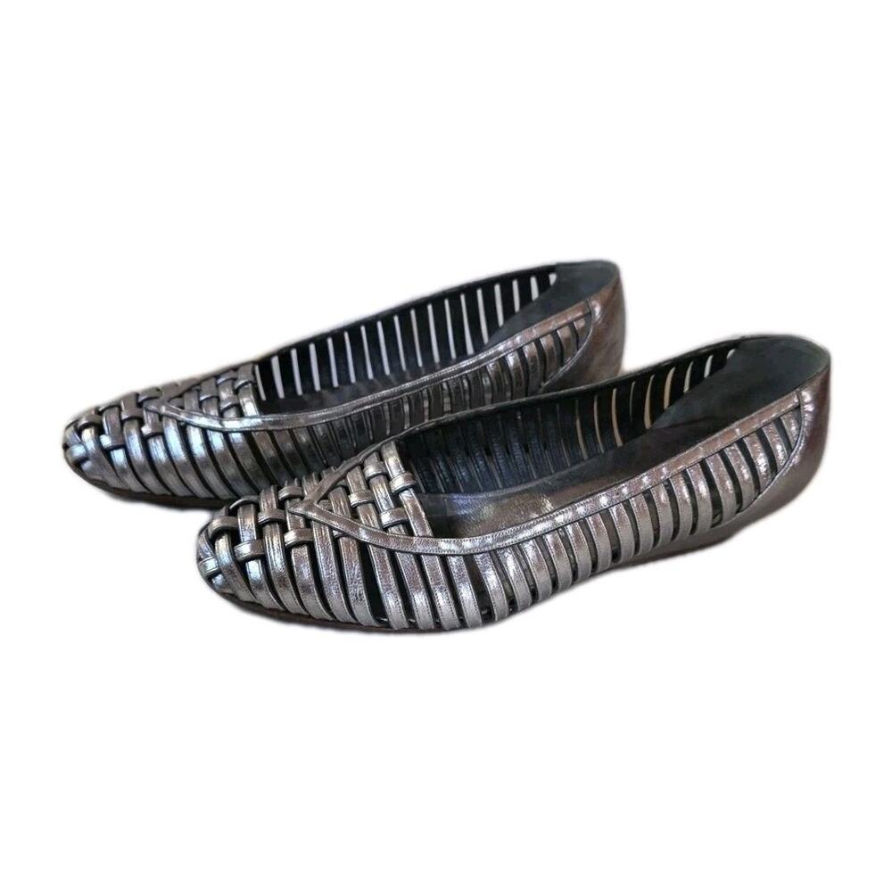 Women’s andrea Pfister Metallic Leather Flats Silver Size 6